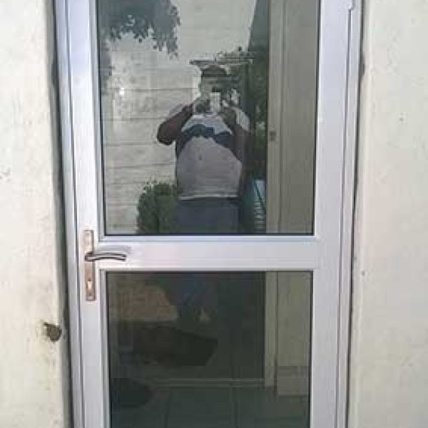 glass with midrail aluminium single door